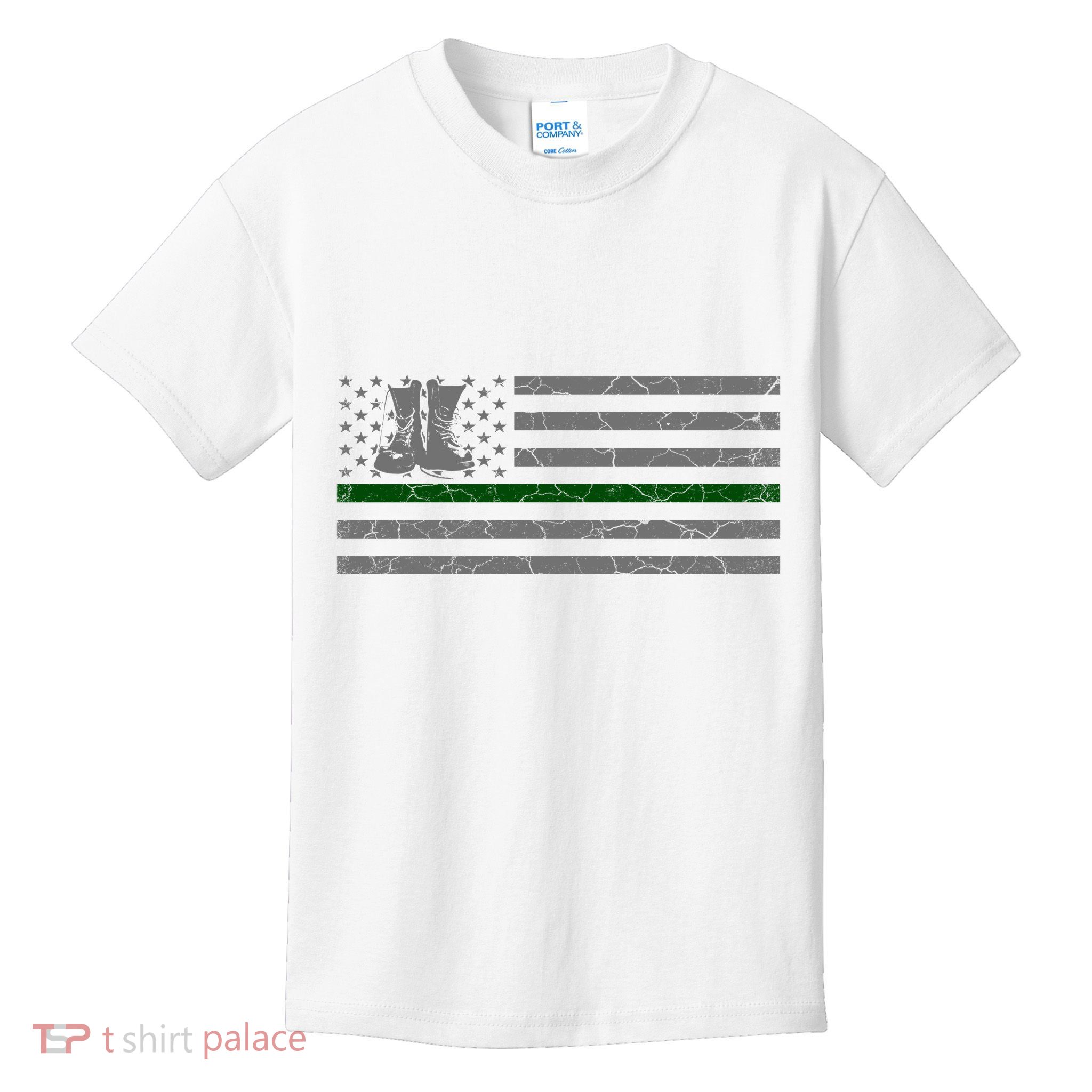 US Flag Patriotic Army Boots Kids T-Shirt