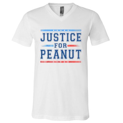 Us Flag Peanut Squirrel Justice For Peanut The Squirrel Gift V-Neck T-Shirt