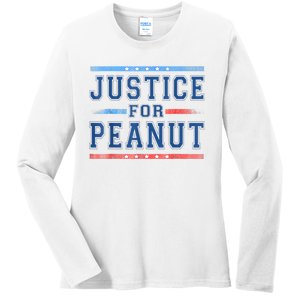 Us Flag Peanut Squirrel Justice For Peanut The Squirrel Gift Ladies Long Sleeve Shirt