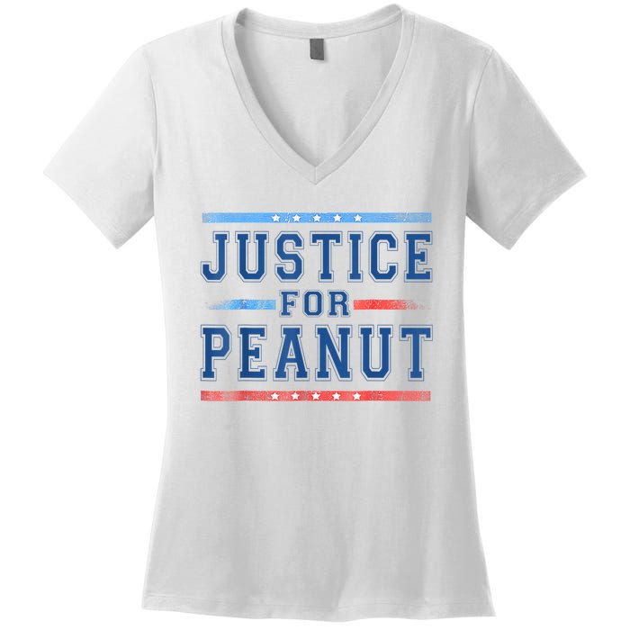 Us Flag Peanut Squirrel Justice For Peanut The Squirrel Gift Women's V-Neck T-Shirt