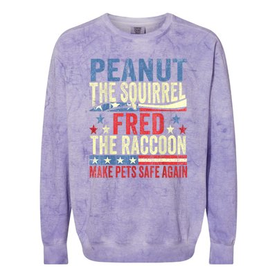 Us Flag Peanut The Squirrel & Fred The Raccoon Make Pets Safe Again Gift Colorblast Crewneck Sweatshirt