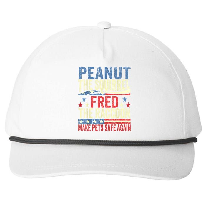 Us Flag Peanut The Squirrel & Fred The Raccoon Make Pets Safe Again Gift Snapback Five-Panel Rope Hat