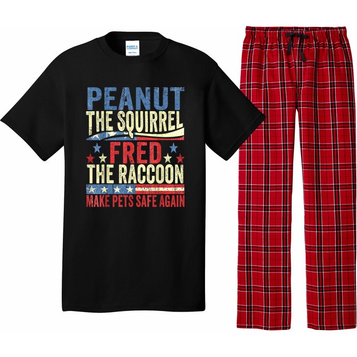 Us Flag Peanut The Squirrel & Fred The Raccoon Make Pets Safe Again Gift Pajama Set