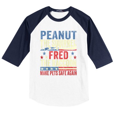 Us Flag Peanut The Squirrel & Fred The Raccoon Make Pets Safe Again Gift Baseball Sleeve Shirt