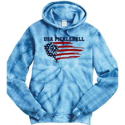 USA Flag Pickleball Design Tie Dye Hoodie