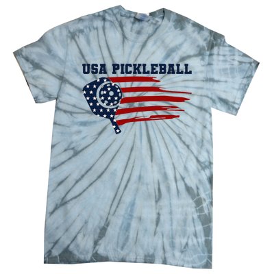 USA Flag Pickleball Design Tie-Dye T-Shirt