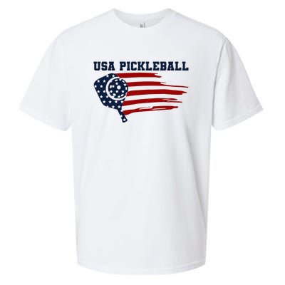 USA Flag Pickleball Design Sueded Cloud Jersey T-Shirt