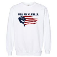 USA Flag Pickleball Design Garment-Dyed Sweatshirt