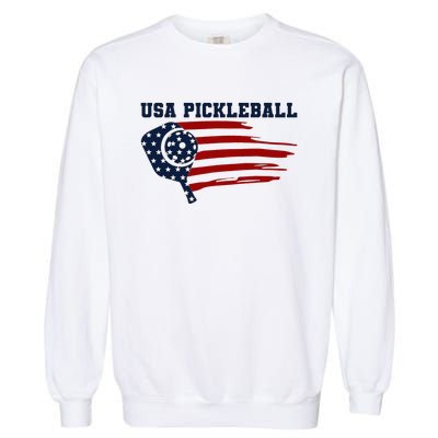 USA Flag Pickleball Design Garment-Dyed Sweatshirt