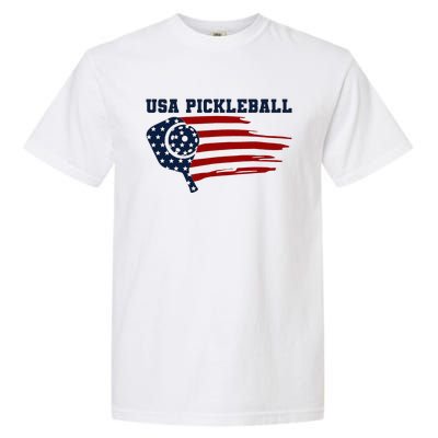 USA Flag Pickleball Design Garment-Dyed Heavyweight T-Shirt