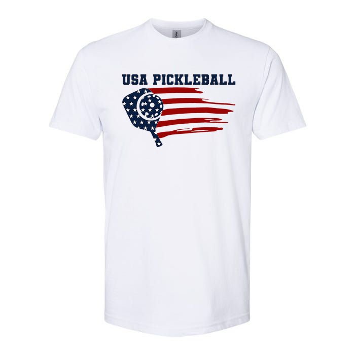 USA Flag Pickleball Design Softstyle CVC T-Shirt