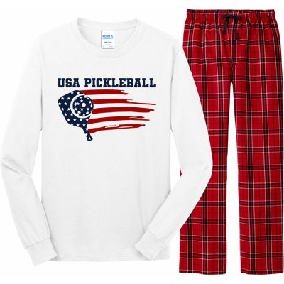 USA Flag Pickleball Design Long Sleeve Pajama Set