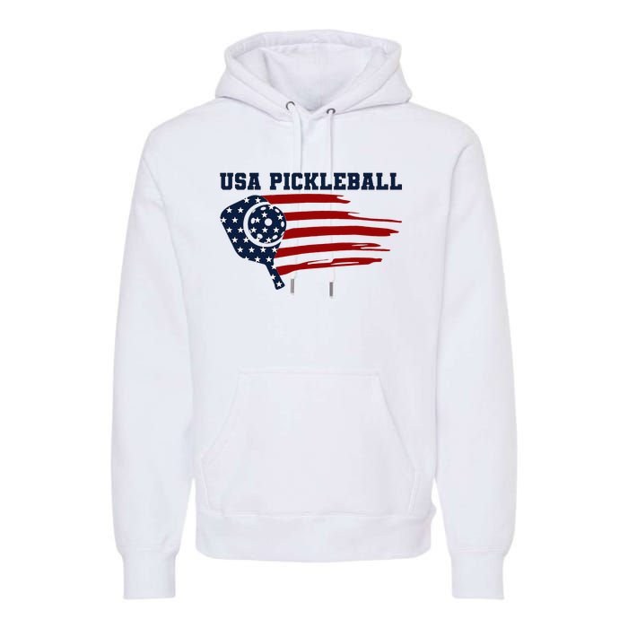 USA Flag Pickleball Design Premium Hoodie