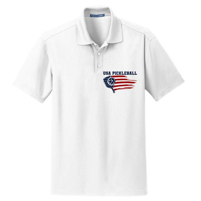 USA Flag Pickleball Design Dry Zone Grid Polo