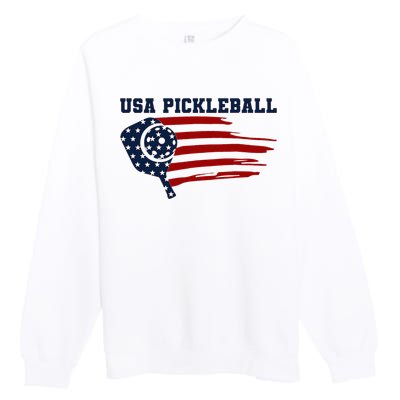 USA Flag Pickleball Design Premium Crewneck Sweatshirt