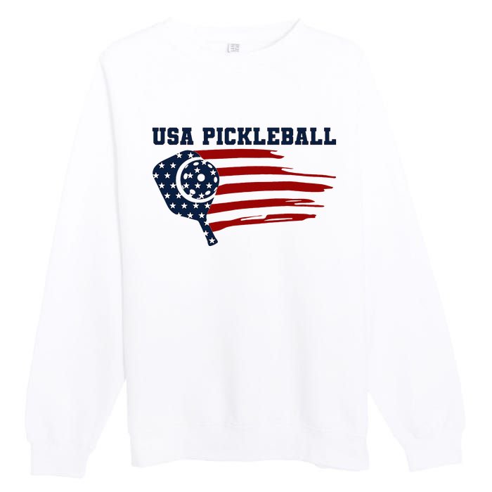 USA Flag Pickleball Design Premium Crewneck Sweatshirt