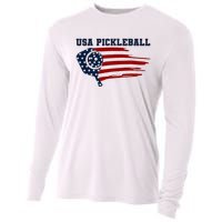 USA Flag Pickleball Design Cooling Performance Long Sleeve Crew