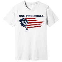 USA Flag Pickleball Design Premium T-Shirt