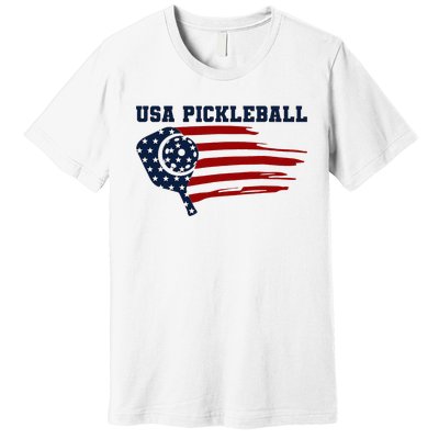 USA Flag Pickleball Design Premium T-Shirt