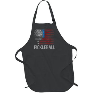 US Flag Pickleball Player Paddleball Lover Full-Length Apron With Pockets