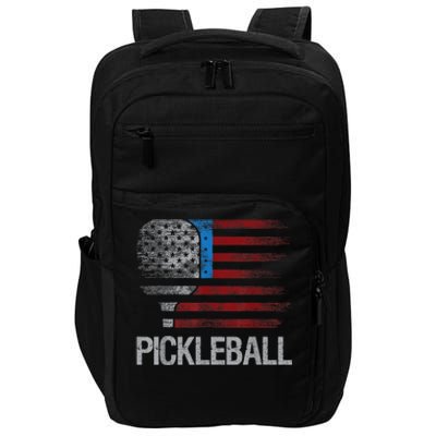 US Flag Pickleball Player Paddleball Lover Impact Tech Backpack