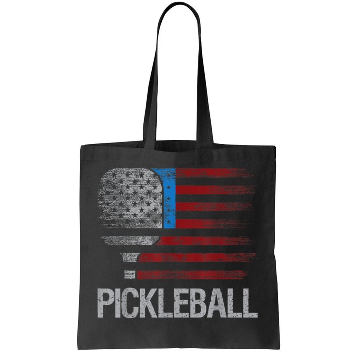 US Flag Pickleball Player Paddleball Lover Tote Bag