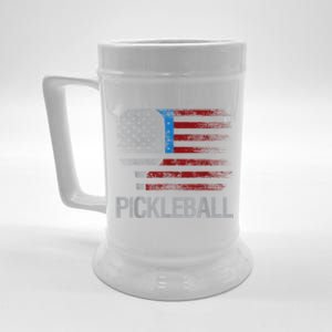 US Flag Pickleball Player Paddleball Lover Beer Stein