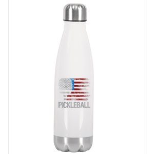 US Flag Pickleball Player Paddleball Lover Stainless Steel Insulated Water Bottle