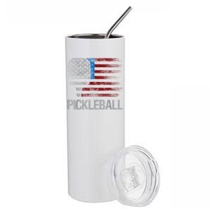 US Flag Pickleball Player Paddleball Lover Stainless Steel Tumbler