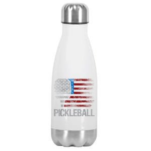 US Flag Pickleball Player Paddleball Lover Stainless Steel Insulated Water Bottle