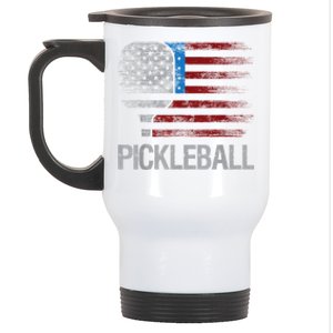 US Flag Pickleball Player Paddleball Lover Stainless Steel Travel Mug