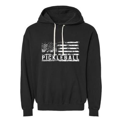 Us Flag Pickleball American Pickleball Player Garment-Dyed Fleece Hoodie