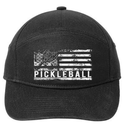 Us Flag Pickleball American Pickleball Player 7-Panel Snapback Hat
