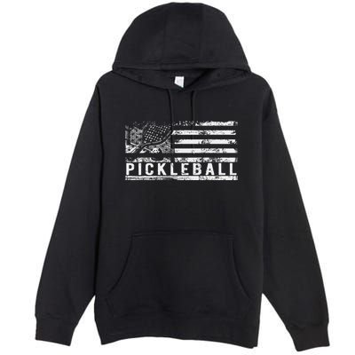 Us Flag Pickleball American Pickleball Player Premium Pullover Hoodie
