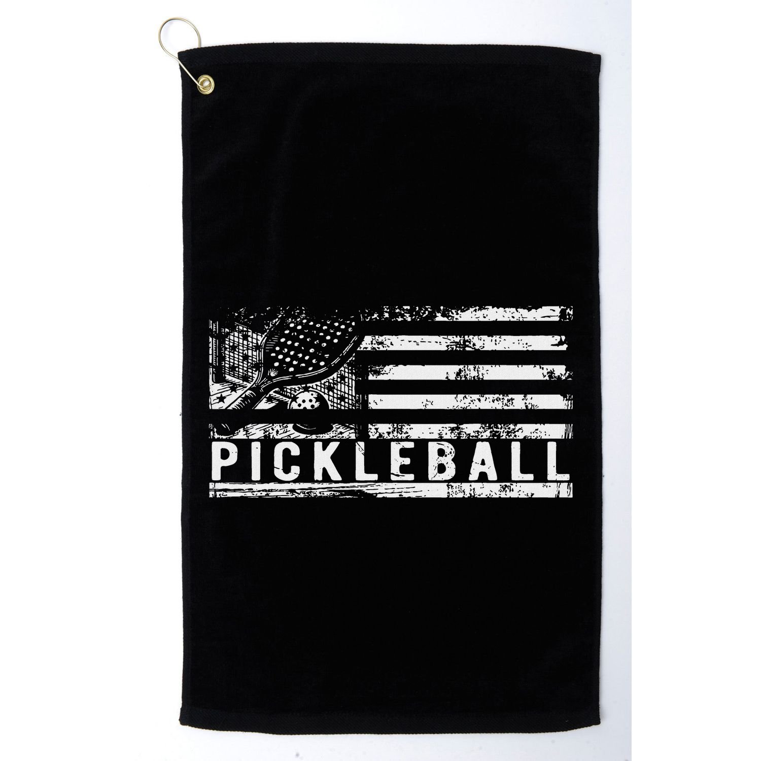 Us Flag Pickleball American Pickleball Player Golf Towel