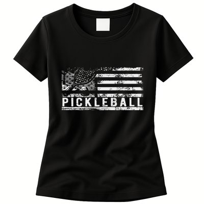 Us Flag Pickleball American Pickleball Player Womens T-Shirt