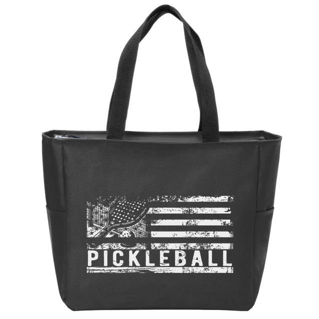 Us Flag Pickleball American Pickleball Player Zip Tote Bag