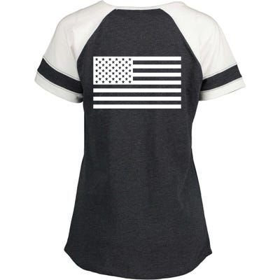 USA Flag Patriotic Front & Back United States Of America Pride Enza Ladies Jersey Colorblock Tee