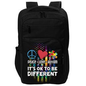 Usa For Peace Love Autism ItS Ok To Be Different Gift Impact Tech Backpack