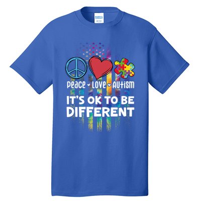 Usa For Peace Love Autism ItS Ok To Be Different Gift Tall T-Shirt