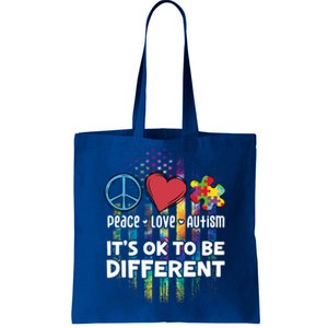 Usa For Peace Love Autism ItS Ok To Be Different Gift Tote Bag