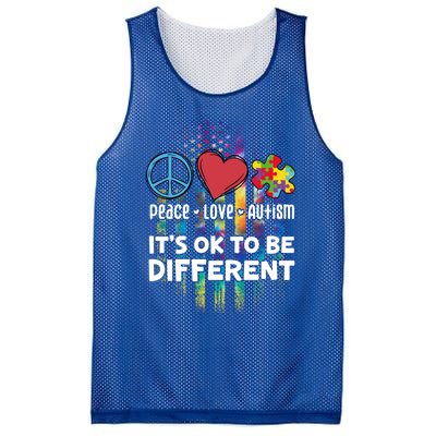 Usa For Peace Love Autism ItS Ok To Be Different Gift Mesh Reversible Basketball Jersey Tank