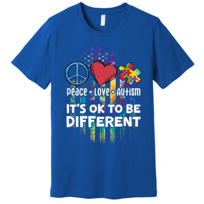 Usa For Peace Love Autism ItS Ok To Be Different Gift Premium T-Shirt