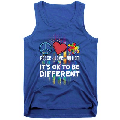 Usa For Peace Love Autism ItS Ok To Be Different Gift Tank Top