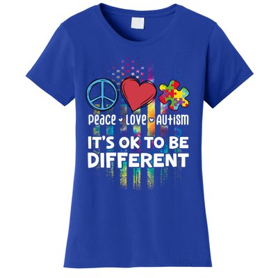 Usa For Peace Love Autism ItS Ok To Be Different Gift Women's T-Shirt