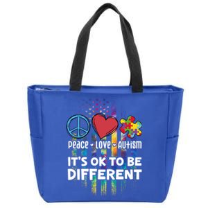 Usa For Peace Love Autism ItS Ok To Be Different Gift Zip Tote Bag