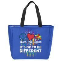 Usa For Peace Love Autism ItS Ok To Be Different Gift Zip Tote Bag