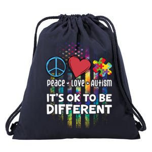 Usa For Peace Love Autism ItS Ok To Be Different Gift Drawstring Bag