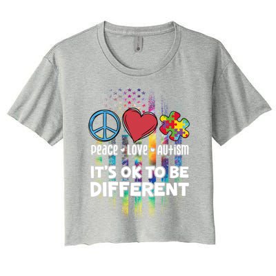 Usa For Peace Love Autism ItS Ok To Be Different Gift Women's Crop Top Tee