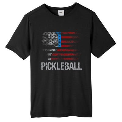 US Flag Pickleball Player Paddleball Lover Tall Fusion ChromaSoft Performance T-Shirt